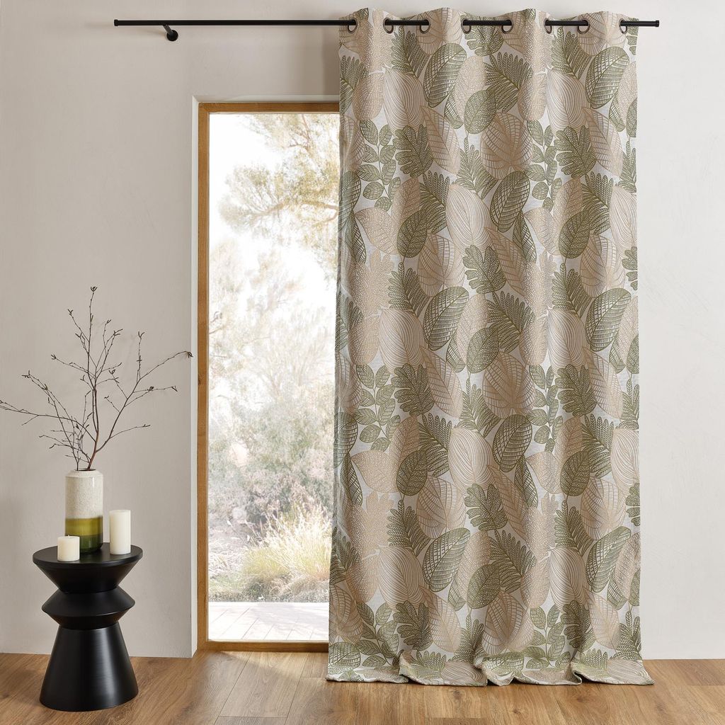 Jacquard-Vorhang aus Poly-Baumwolle mit Blättermuster