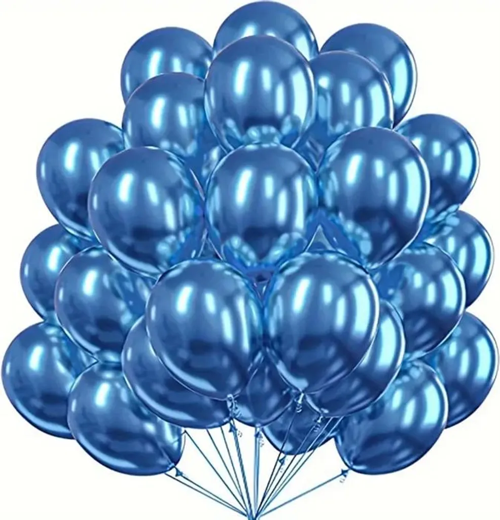 Ballons bleu métallique 30cm lot de 100 pièces effet miroir brillant