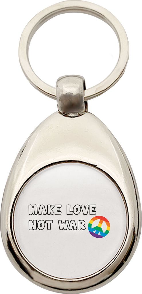 Huuraa Schlüsselanhänger Make Love not War Metall Schlüsselring Einkaufswagenchip Geschenkidee