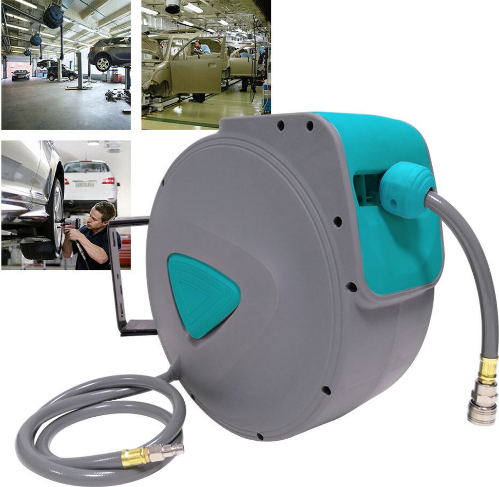 ACXIN Druckluftschlauch Aufroller, Wandschlauchhalter Schlauchaufroller, Automatik Schlauch Druckluftschlauch-Aufroller (20M, Grau)