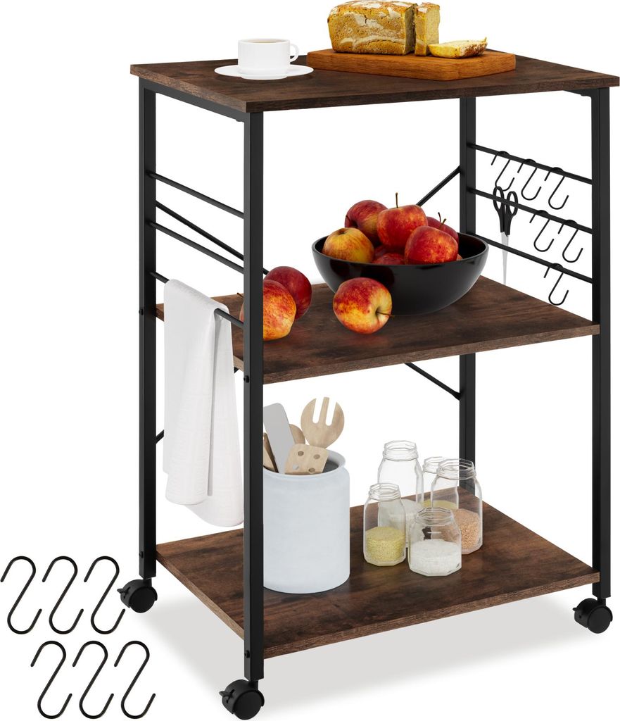 tectake® Servierwagen Rugby inklusive 6 Haken, 65,5 x 45,5 Produktbild 