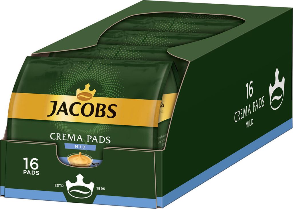 JACOBS Crema Mild Kaffee Pads 5er Pack - 5 x 16 Getränke Produktbild 
