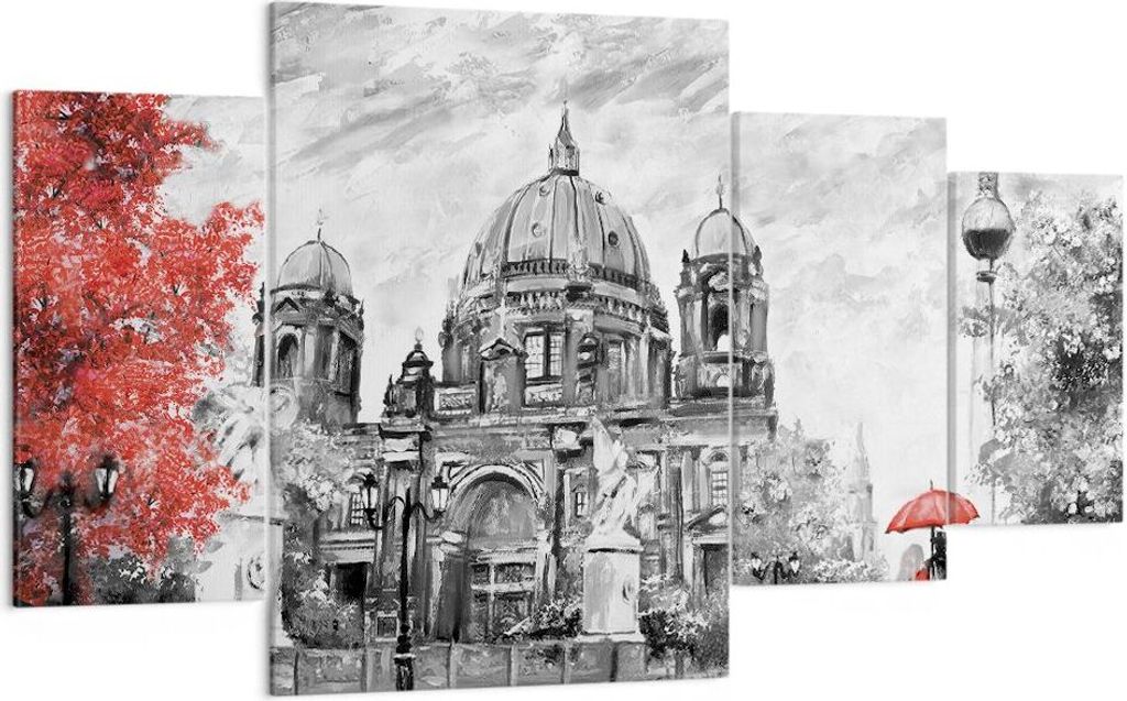 Bild auf Leinwand - Leinwandbild - 4 Teile - Dom Berlin Liebespaar - 160x90cm - Wand Bild - Wanddeko - Wandbilder - Leinwanddruck - Bilder - Wandde...