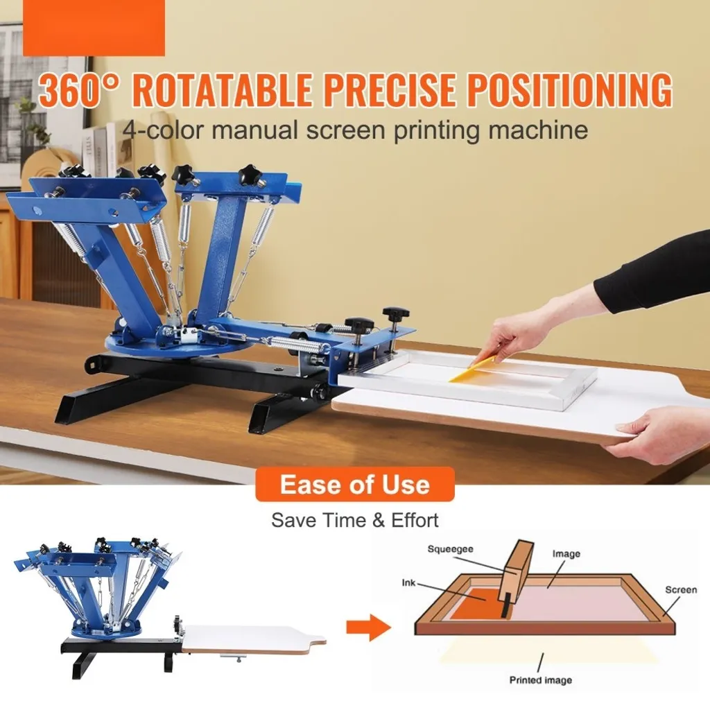 Machine Sérigraphie Rotative 1 Couleur avec Plateau Réglable en Acier