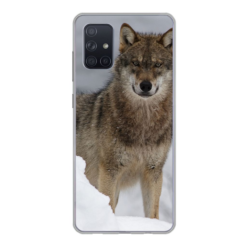 MuchoWow Handyhülle Schutzhülle Hülle für Samsung Galaxy A51 5G Wolf - Schnee - Tiere Silikon Softcase Handy Hülle - Abbildung