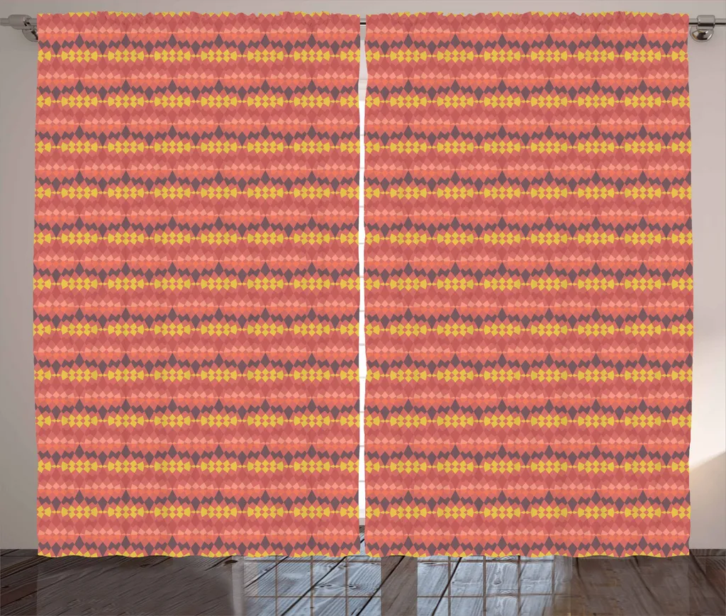 Tende Boho ABAKUHAUS 280x175 cm Giallo Corallo Grigio Rustico