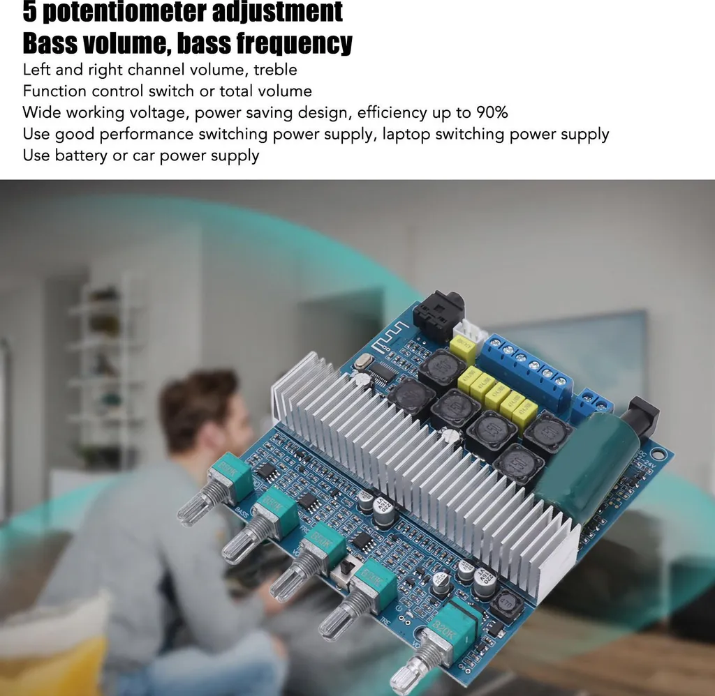 Amplificateur audio Bluetooth 2.1 canaux pour caisson de basses