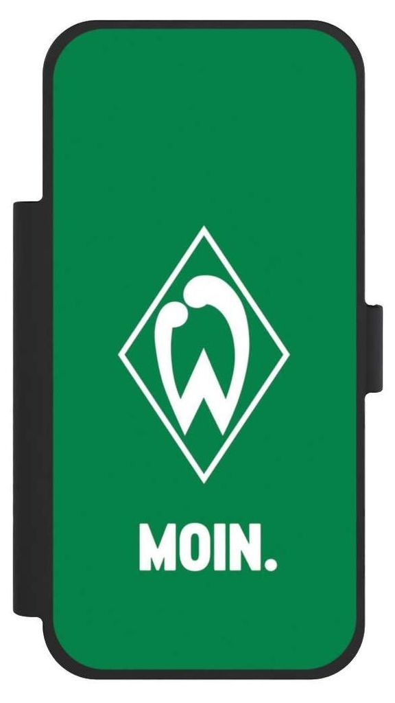 NIVOCASE Klapphülle für Apple iPhone 17 Pro Max Handyhülle aus Kunst Leder NIVOflip schwarz Moin Offizielles Lizenzprodukt SV Werder Bremen