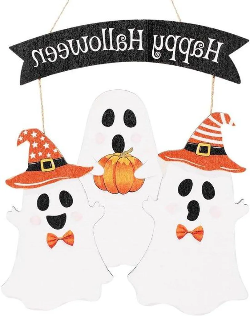 Décoration bois Fantôme Halloween Boo design rustique pour la maison