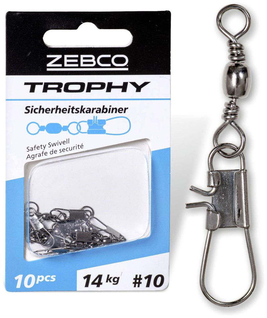 Zebco Trophy Sicherheitswirbel Angelwirbel mit Sicherheitskarabiner Gr. 10