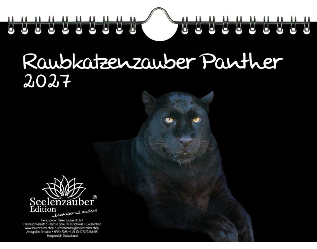 Raubkatzenzauber Panther DIN A5 Kalender für 2027 Panther - Seelenzauber