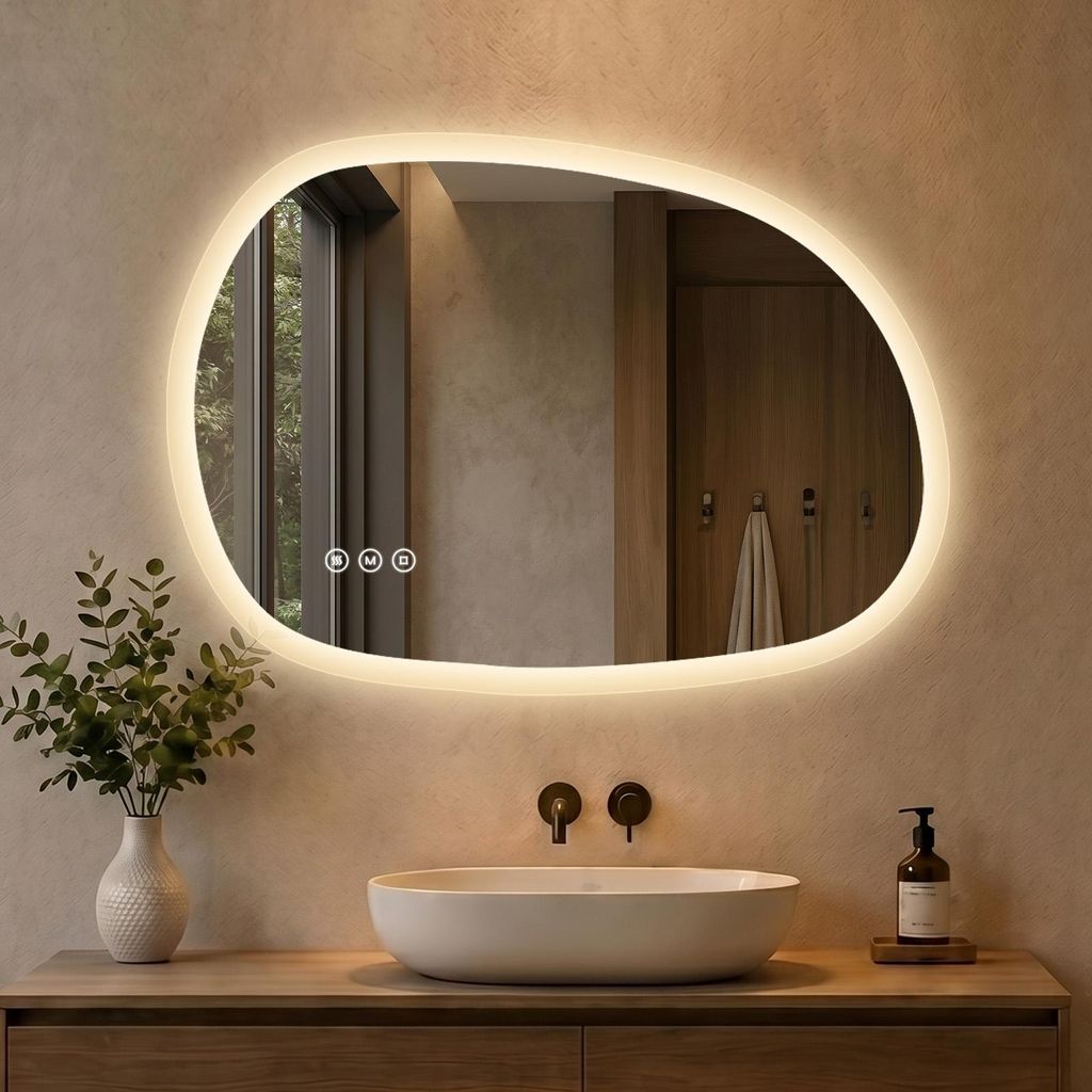 S'AFIELINA LED Badspiegel 50x70 cm asymmetrisch, rahmenlos, Produktbild 