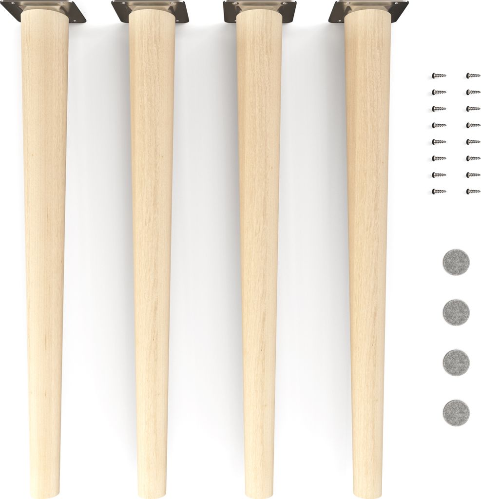 4x sossai Holzfüße rund - gerade Ausführung 45cm Buche Produktbild 