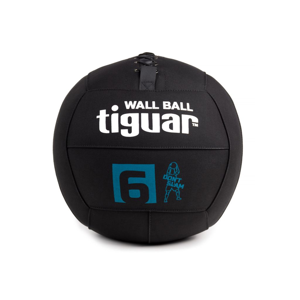 tiguar Wall Ball 6 kg Medizinball für Functional Training, Cross-Training, Stabilisationstraining und Reha, Durchmesser 32 cm, rutschfest, schwarz