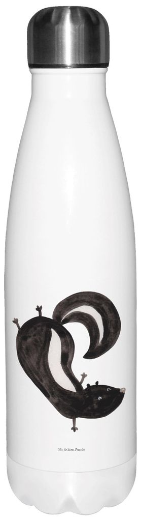 Mr. & Mrs. Panda Thermosflasche Stinktier Handstand - Weiß - Geschenk, Raubtier, Spielplatz, Wildtier, Trinkflasche, Wasserflasche, Stinki, Thermo...
