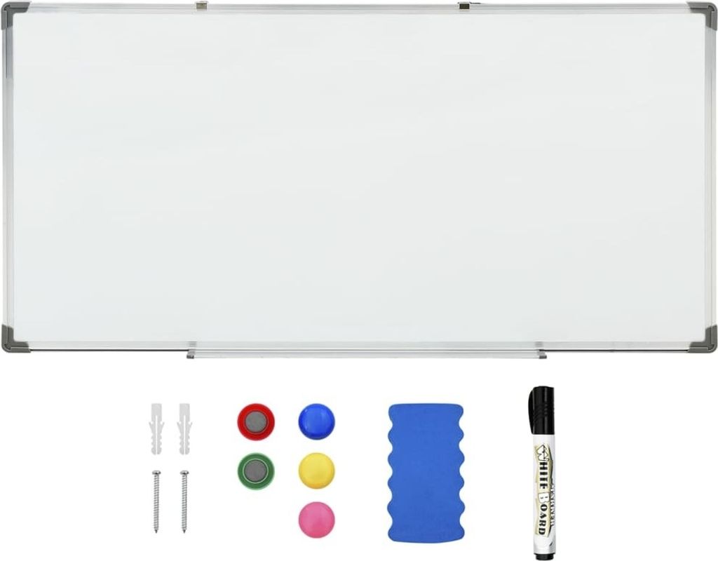 vidaXL Lavagna magnetica bianca 110x60 cm in acciaio Immagine del prodotto 