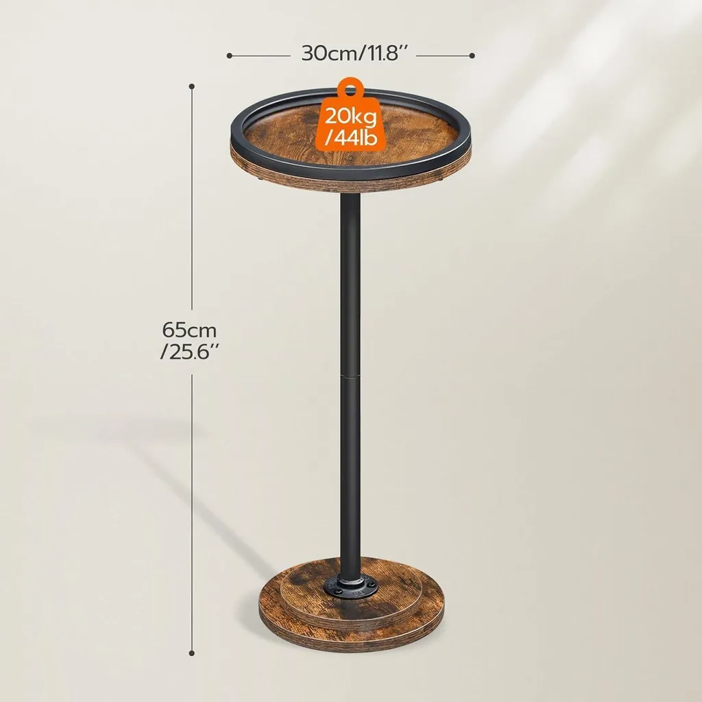 Tavolino Basso Rotondo Stile Rustico e Nero per Piccoli Spazi - 3