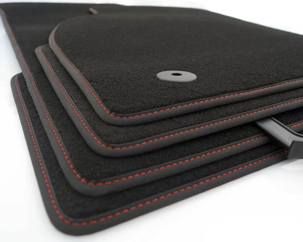 Tappetini VW Amarok Premium Velours Neri Cuciture Rosse 4 Pezzi