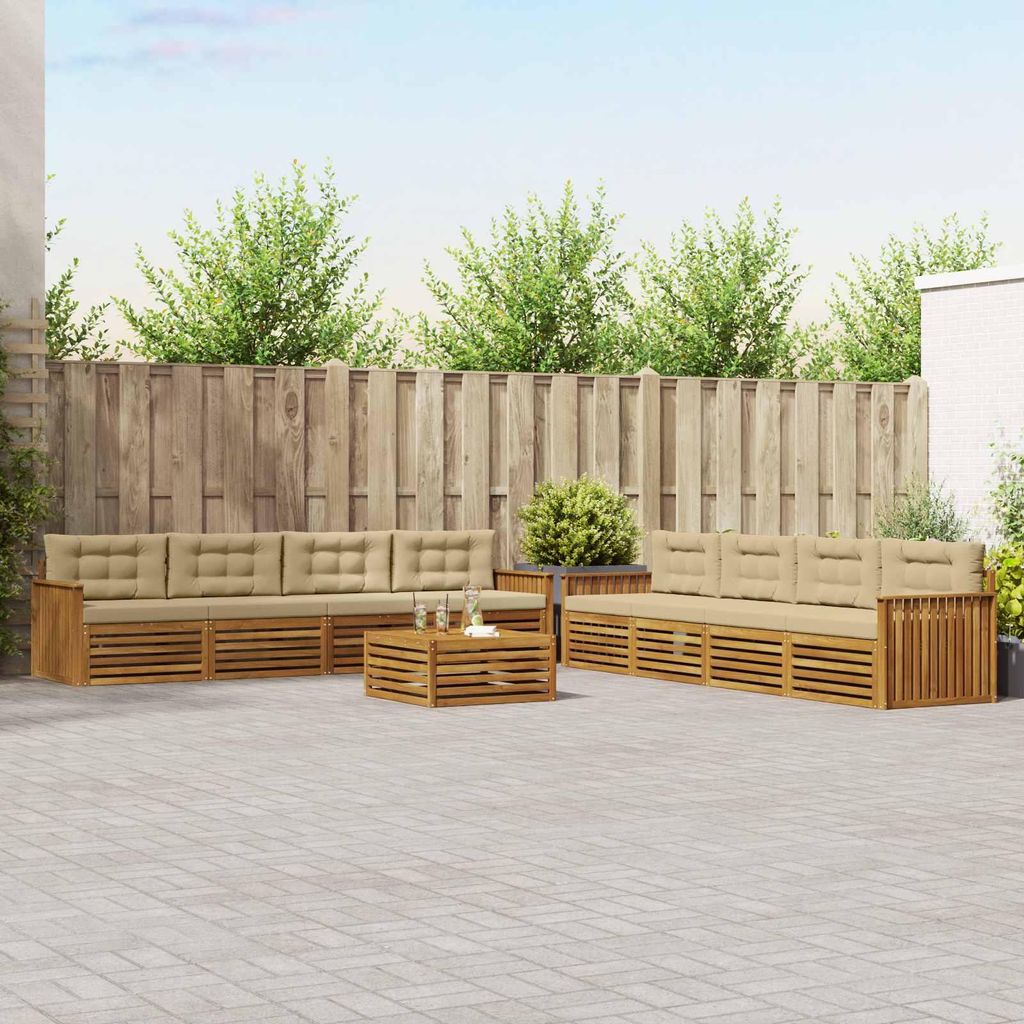 "Seasonal Sale"Outdoor-Sofagarnitur - CLORIS - Balkonmöbe/Sitzgruppe - mit Kissen 9 pcs - Moderne Design - Natur und Beige - Gartensofas DEMöbel8...