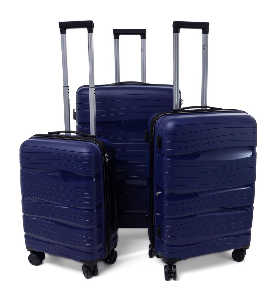 RGL PP3 Kofferset Reisekofferset Trolleyset Polypropylen 3in1 Koffer Set 3tlg XXL XL L Farbe: Dunkel Blau
