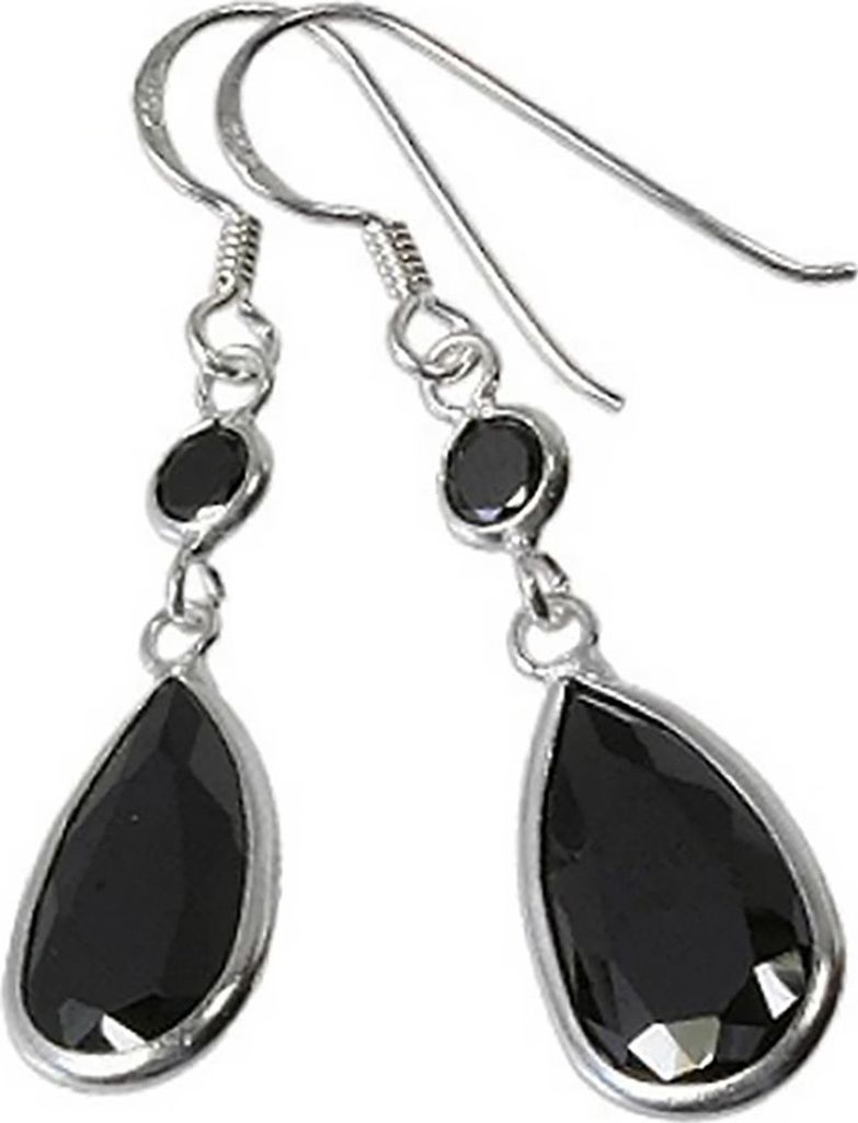 SilberDream Ohrhänger Damen Silber schwarz Tropfen Zirkonia Ohrringe SDO8601S