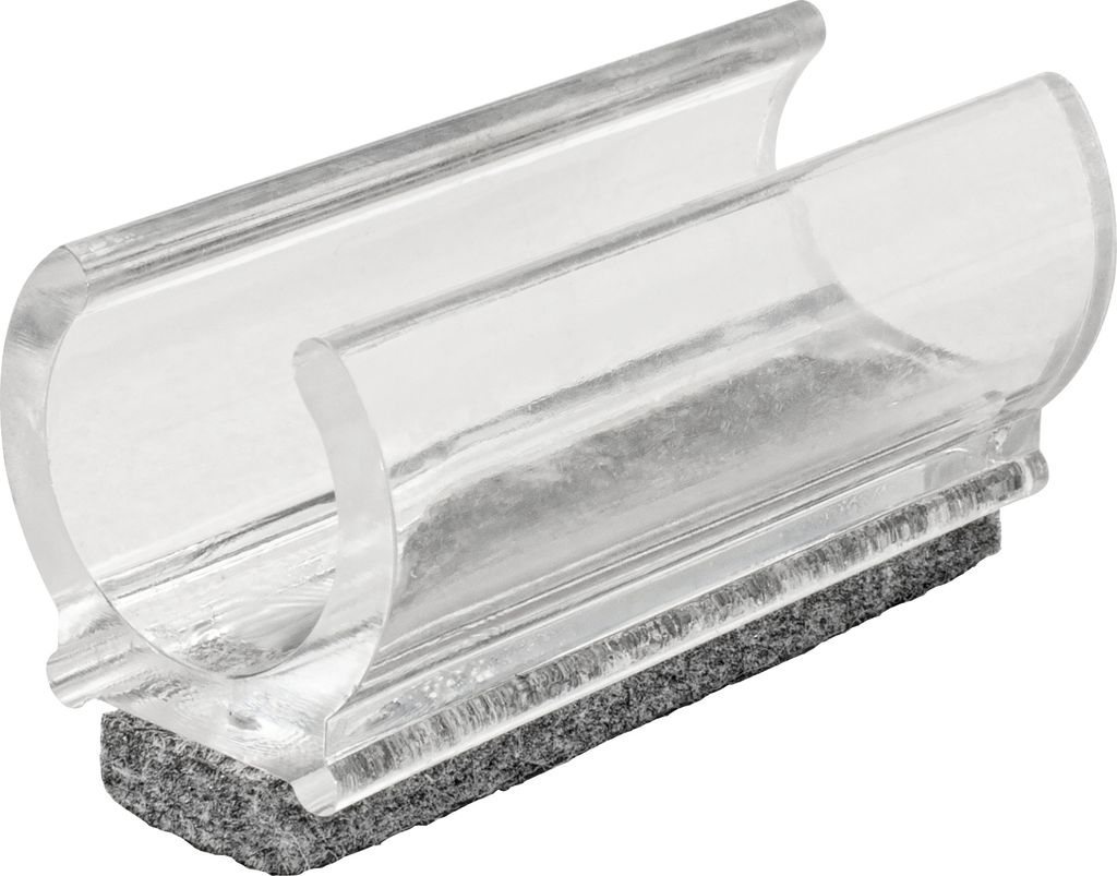WAGNER Klemmschalengleiter für Rundrohr 4tlg. - 50 x 12 / 19 x 17 / 25 mm, Filz 8 mm, Kunststoff transparent - 15069299