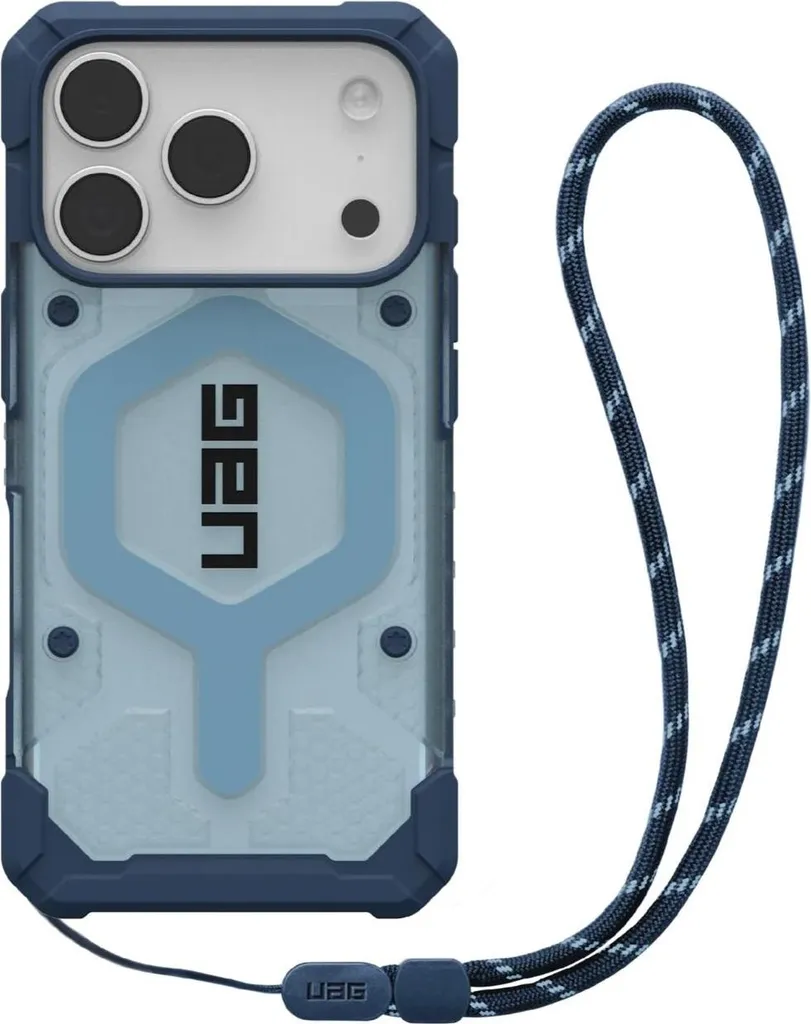 Uag Pathfinder Clear Magsafe Bundle Custodia con cordino per Iphone 17 Pro - Blu