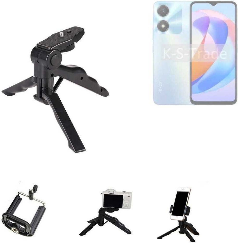 K-S-Trade Stativ Tisch-Ständer Dreibein Handy-Stativ Ständer kompatibel mit Honor Play 40C 5G Mini-Stativ Smartphone Tripod Handy-Stativ aus Plastik