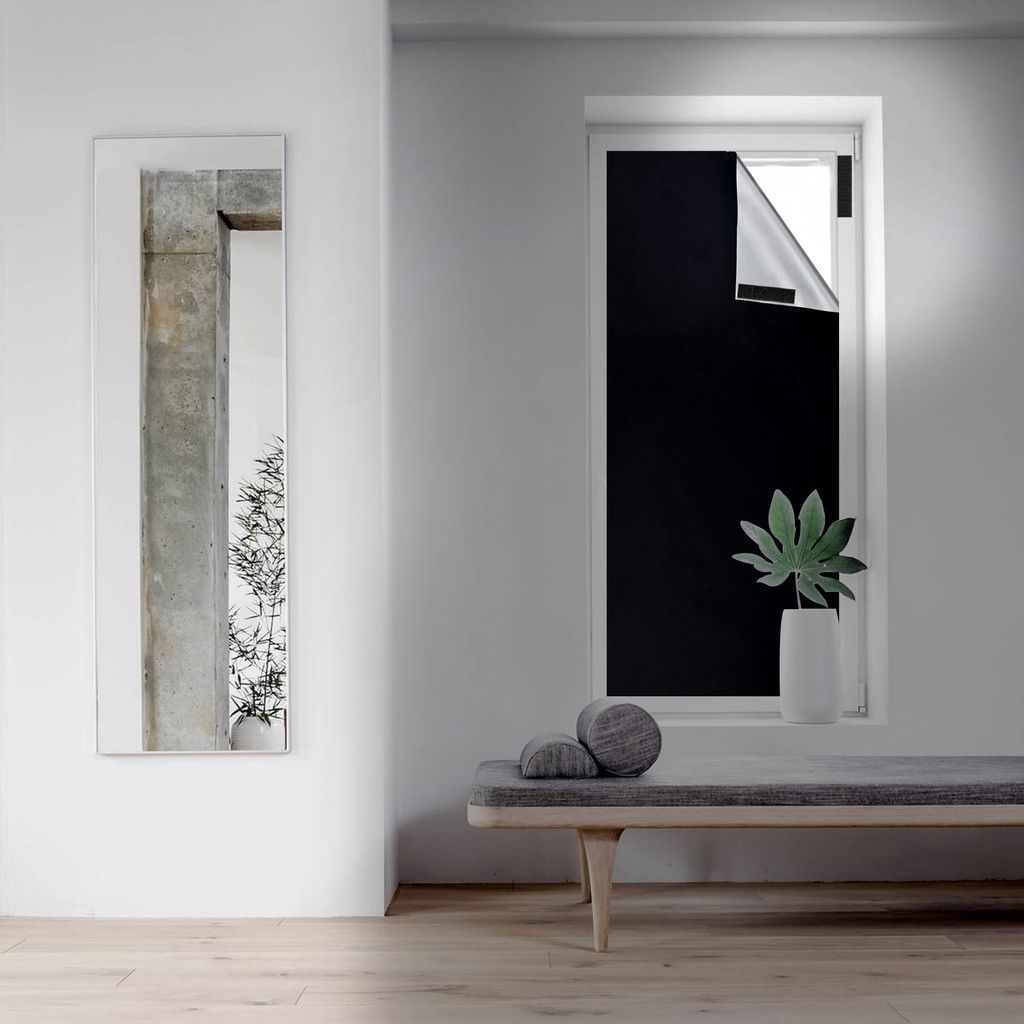 145x200cm Verdunkelungsvorhang Dachfensterrollo,Verdunkelungsrollo,UV Schutz Thermo Rollo,Sonnenschutzrollo,Ohne Bohren,100% Blickdicht,Magic Tape