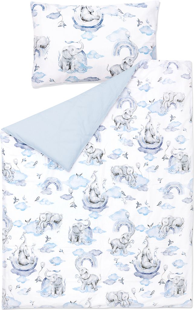 Pepi Baby Bettwäsche - 120x90 mit Kissenbezug 60×40 - 100% Baumwolle Antiallergisch - Kinderbettwäsche Babybettwäsche - Eledreams Blue