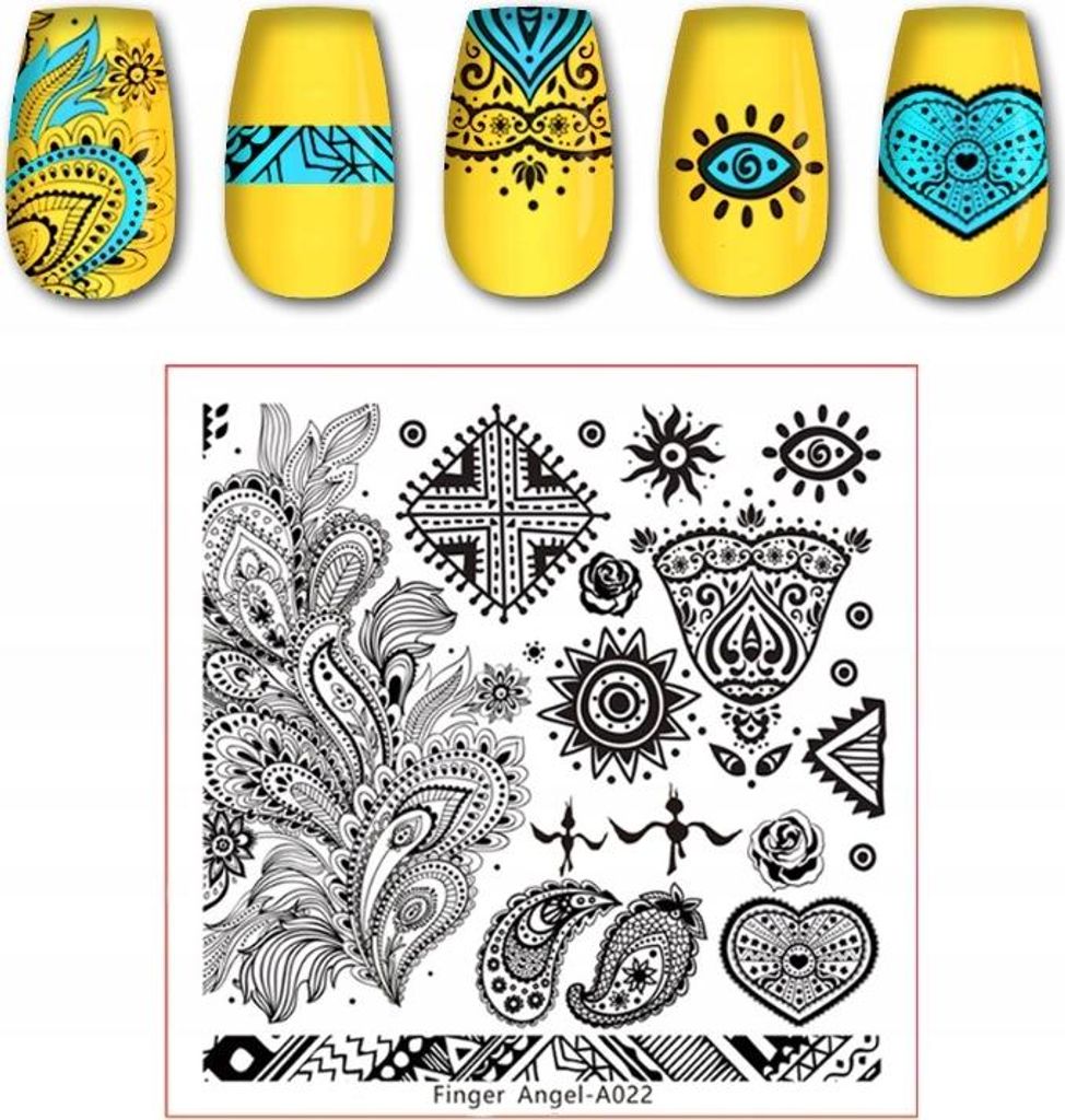 Finger Angel Nail Art Stempelplatte - A022