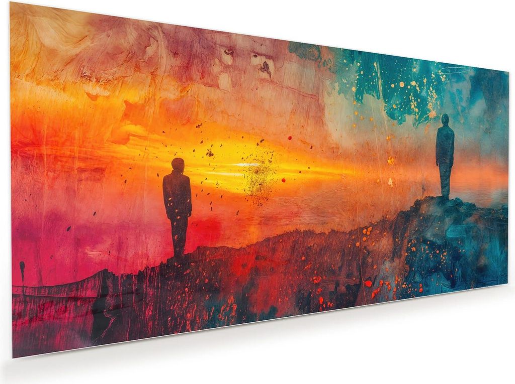 Glasbild 60x30cm in XXL für Wohnzimmer, Schlafzimmer Motiv Abstrakte Sonnenaufgang