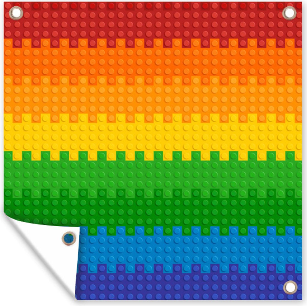 MuchoWow 100x100 cm Outdoor-Poster Gartendeko Sichtschutz Garten Poster für den Garten Lego - Patoon - Regenbogen