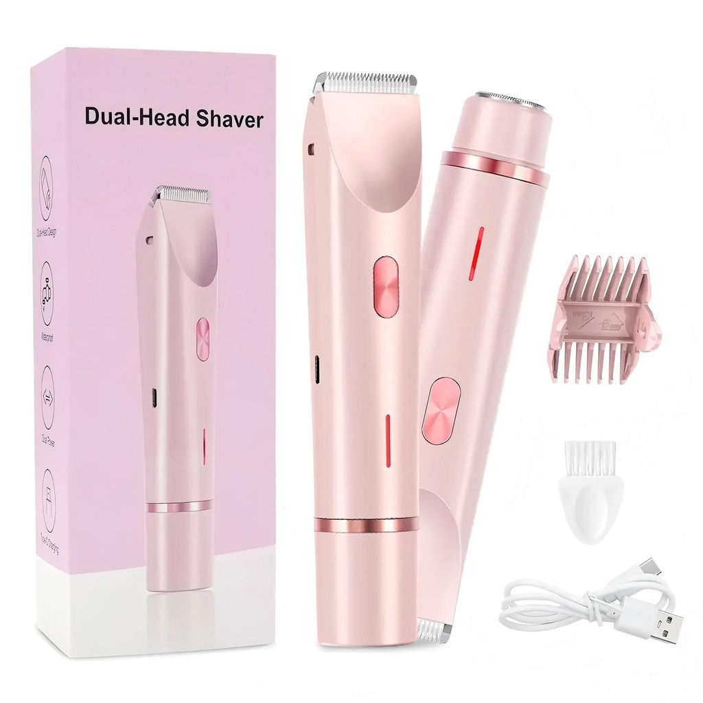 2-in-1-Elektrorasierer für Frauen, schmerzfrei, wasserdicht, Bein-, Bikini- und Körperhaarschneider, Epiliergerät für Damen, Gesichtshaarentfer...