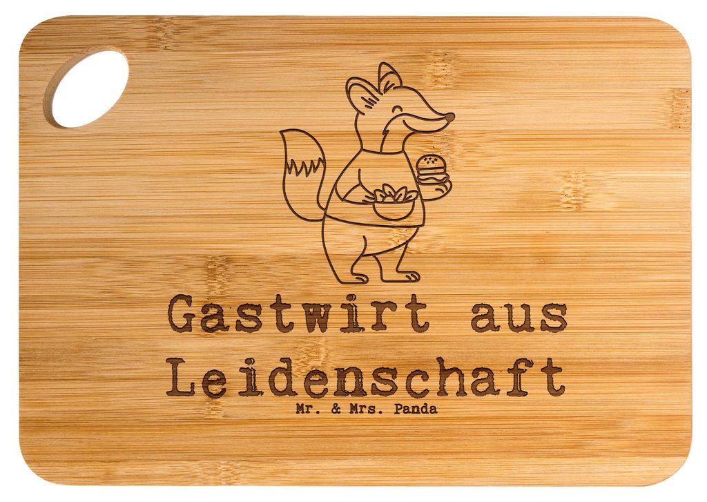 Mr. & Mrs. Panda Frühstücksbrettchen Gastwirt Leidenschaft - Transparent - Geschenk, Schneidebrett, Gaststätte, Bar, Frühstücksbrett, Holzbret...