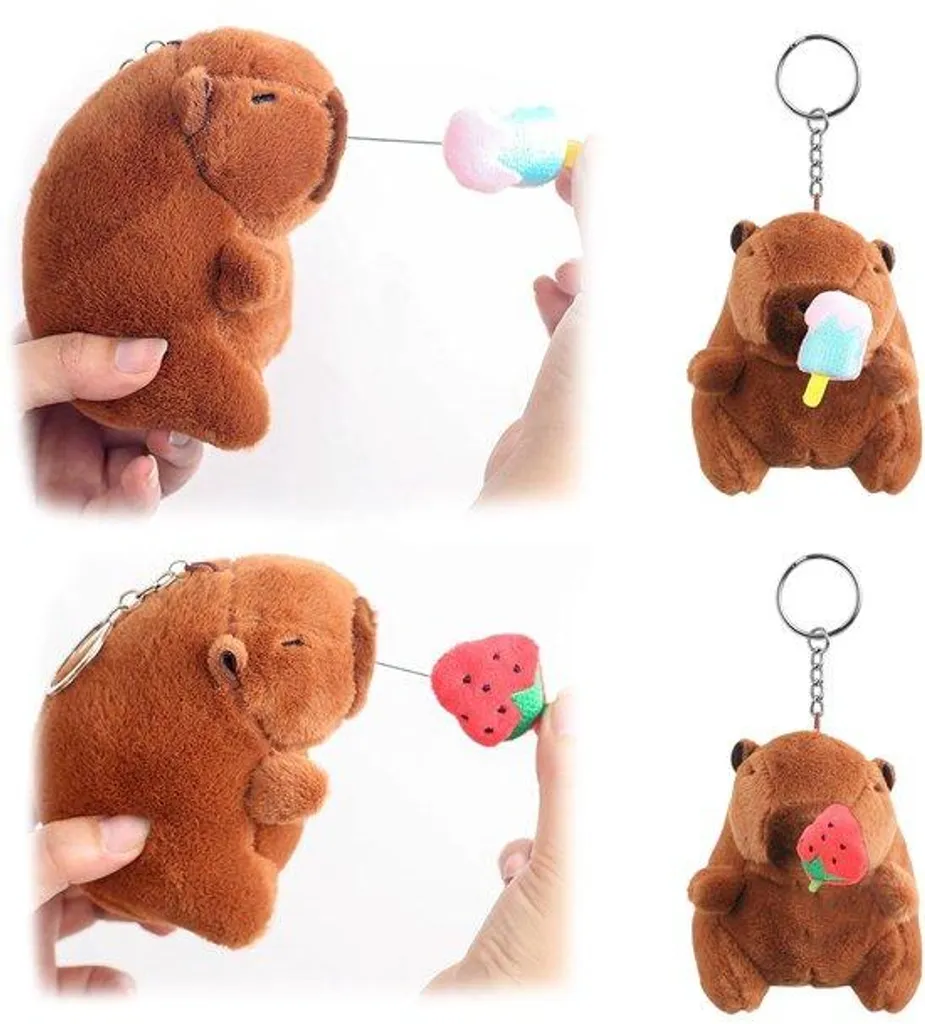 Porte-clés capybara en peluche 12 cm - Accessoire kawaii ultra doux