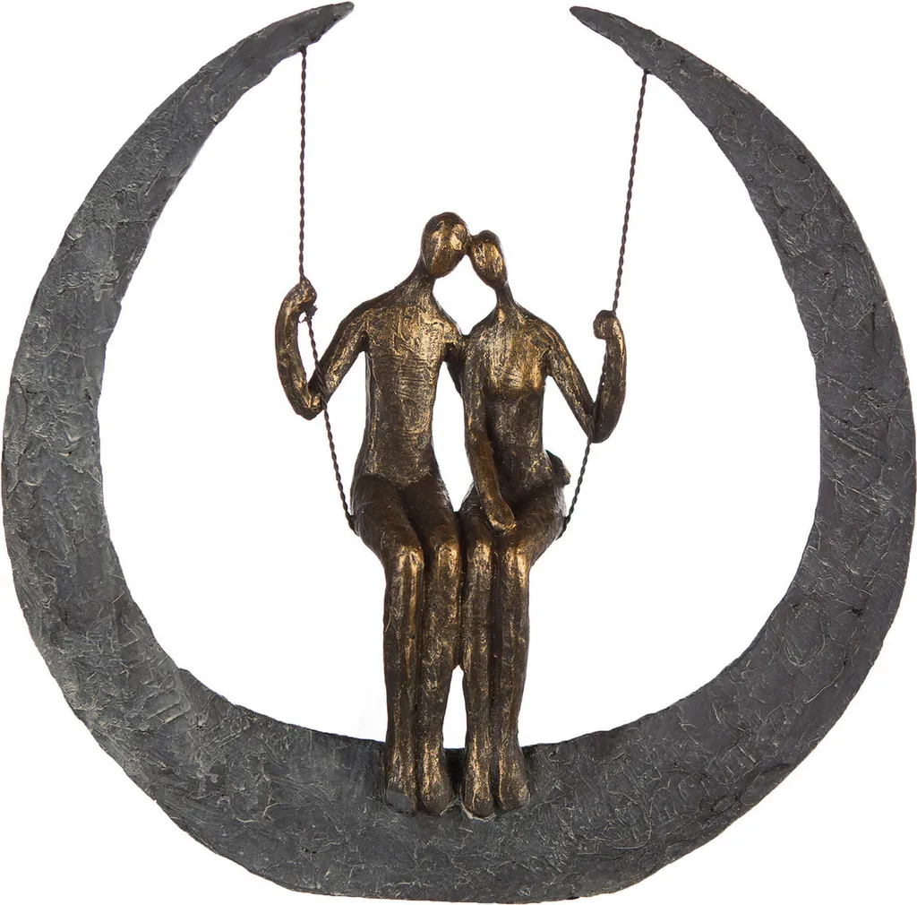 Gilde Sculpture Swing Couple 89166 Design Moderne Gris Bronze 32 cm