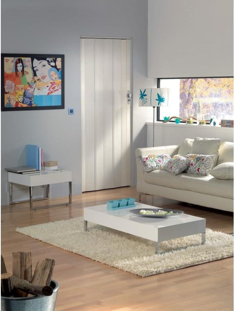 Falttür Modell 3 esche weiß 84x205cm Falttür Schiebetür Lamellentür Nischentür aus Kunststoff Faltwand