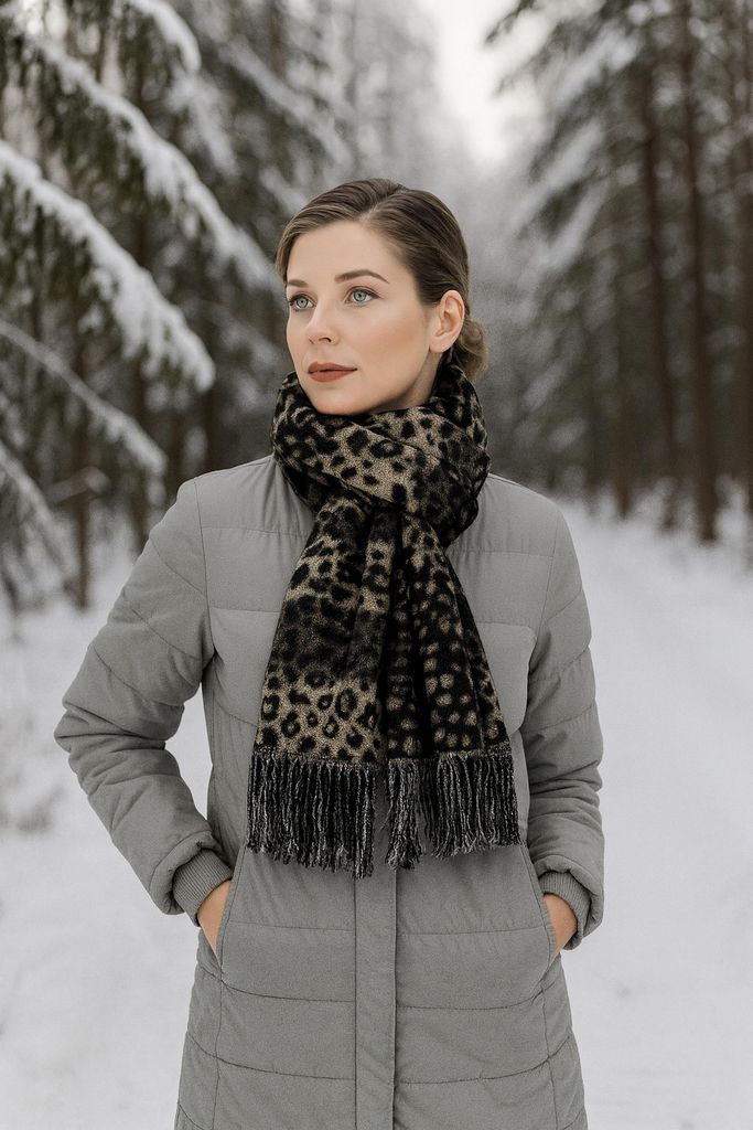 Winterschal Leo Mit Leoparden-Muster, Italy von collezione alessandro