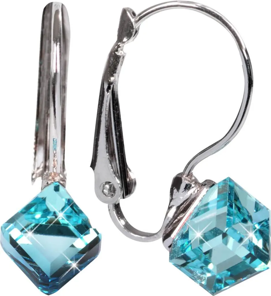 Boucles d'oreilles Cube Aquamarine facettées - Éclat bleu et confort