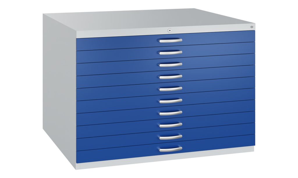 CP 7100 Planschrank lichtgrau, enzianblau 10 Schubladen 110,0 x 76,5 x 76,0 cm, 1 St.