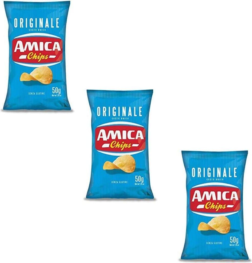 3x Amica Chips Classica Originale Patatine Kartoffelchips gesalzen 50g Kartoffel