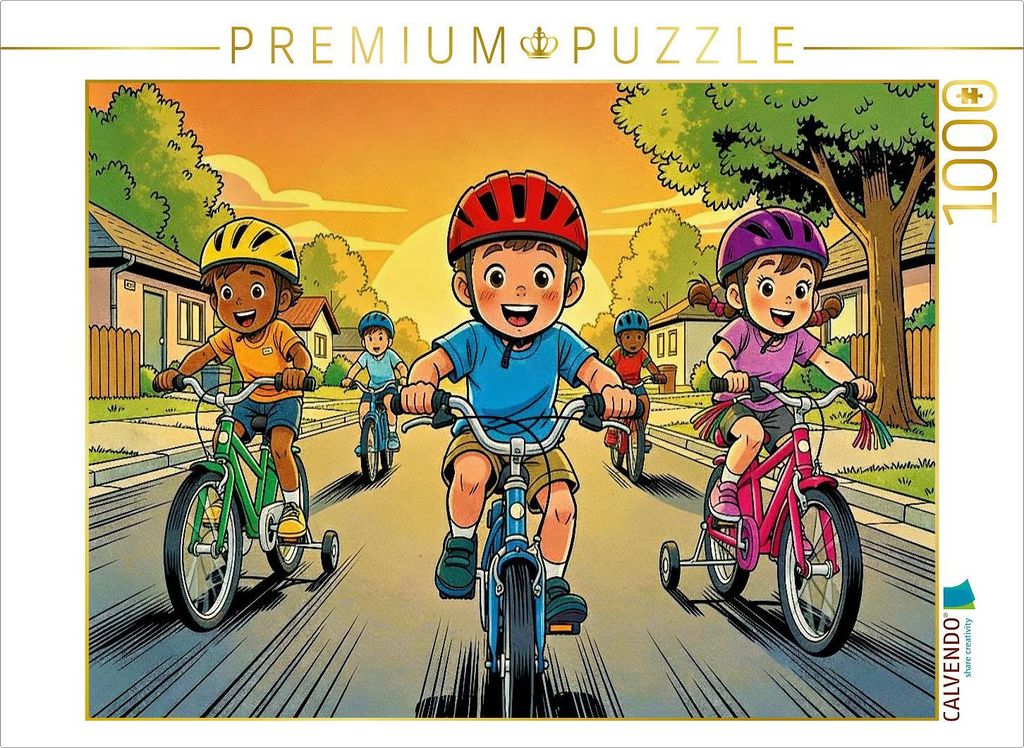 CALVENDO Puzzle Ein Motiv aus dem Kalender Mein erstes Fahrrad - Comic | 1000 Teile Lege-Größe 64x48cm Foto-Puzzle für glückliche Stunden
