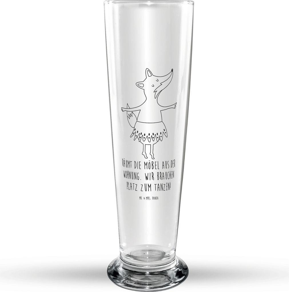 Mr. & Mrs. Panda Bierglas Fuchs Ballerina - Transparent - Geschenk, Party, Trinkglas, Glasbierglas, Tanzen, Bier Glas, Bierbecher, Einladung, Feier...