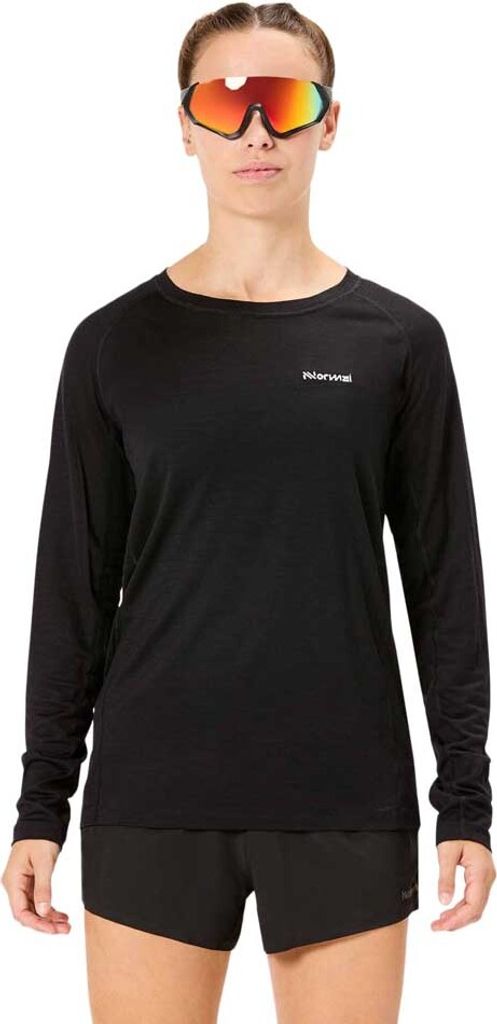 Nnormal Merino Langarm-t-shirt Schwarz S Frau Schwarz S