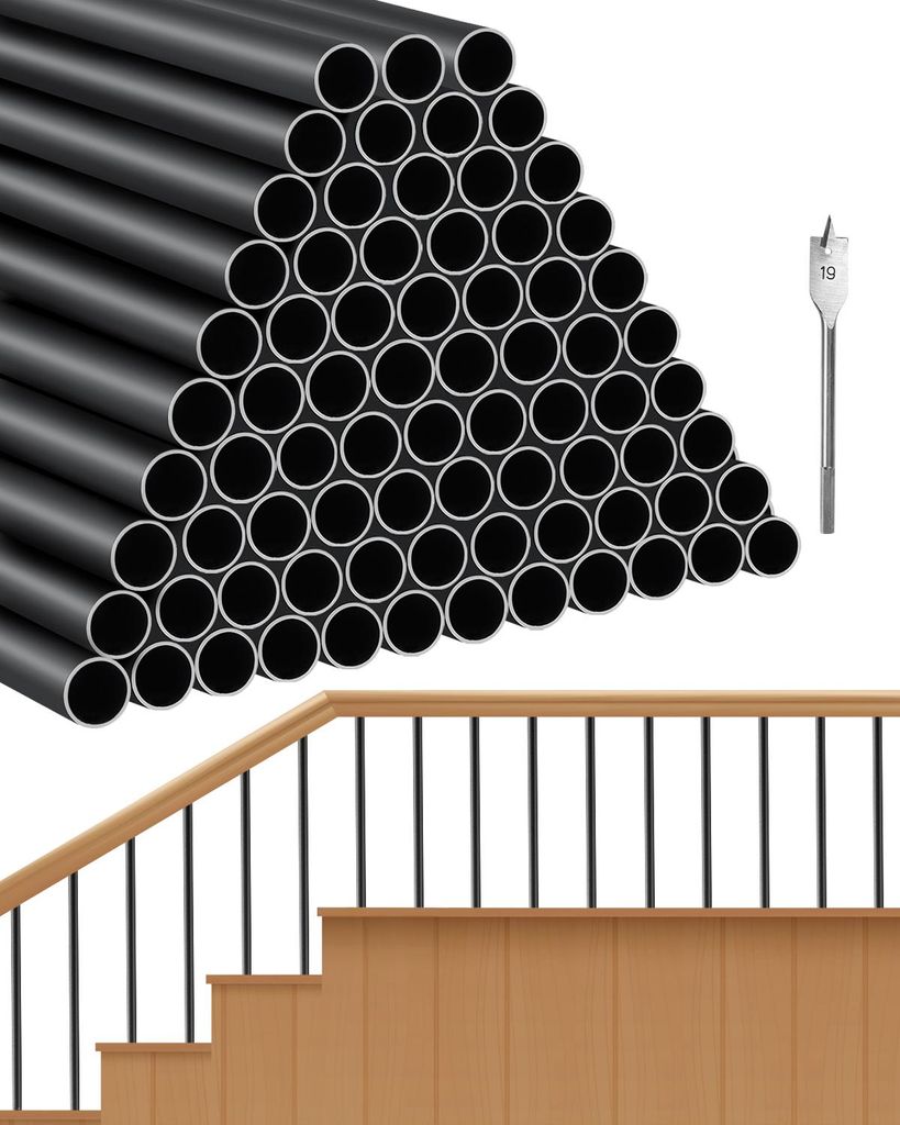 VEVOR Treppengeländer, 101er-Pack, 26 Zoll Aluminium-Treppengeländer, 3/4 Zoll regenwasserdichtes rundes Metallspindelgeländer, langlebiges Hohl...