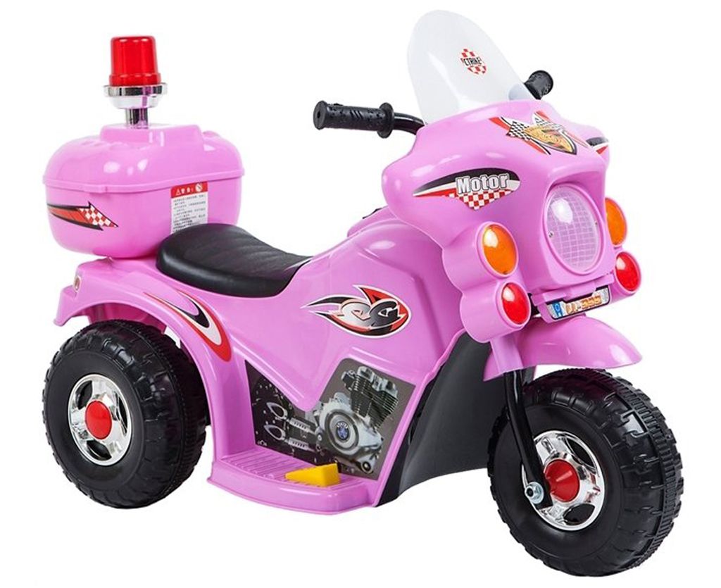 Kinder Elektro Trike Fire Elektromotorrad 6 V Pink mit Scheinwerfer und Topcase 