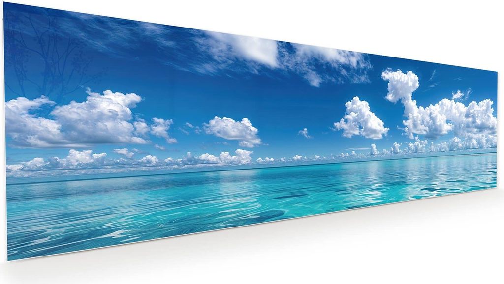 Glasbild 120x40cm in XXL für Wohnzimmer, Schlafzimmer Motiv Meereshorizont