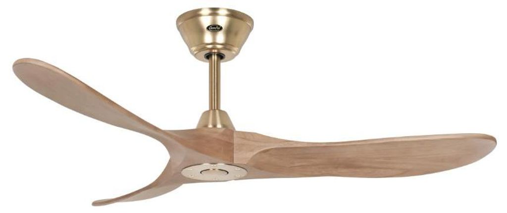 Energiespar Deckenventilator mit Fernbedienung Eco Genuino Messing gebürstet / Eiche mittel 122 cm