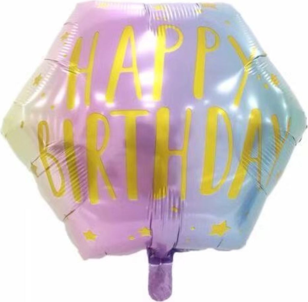 Folienballon Happy Birthday eckig 57x57 cm, Regenbogen bunt